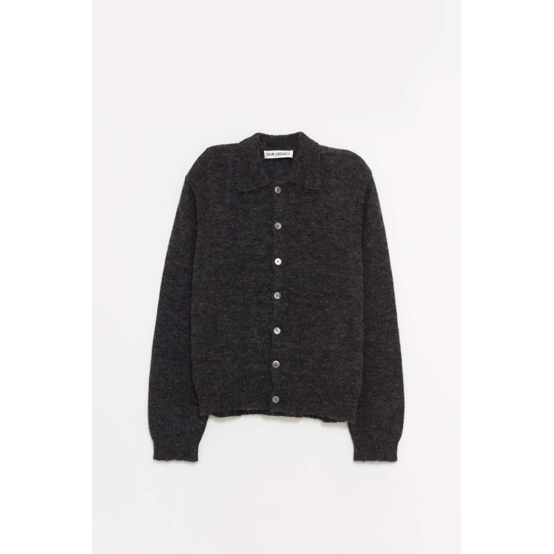 OUR LEGACY CHARCOAL MELANGE EVENING POLO CARDIGAN